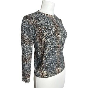 Equipment Femme Medium Weight Wool Cheetah Animal Print Crew Neck Sweater XS